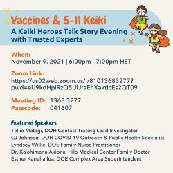 Keiki Heroes Presents Vaccines & Keiki 5-11:  A Keiki Heroes Talk Story Evening with Trusted Experts